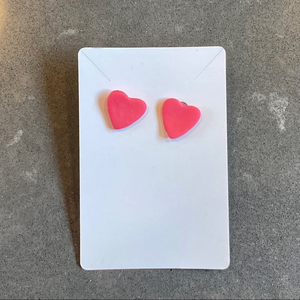 Handmade Heart Clay Earrings - Valentine's Day - Picture 1 of 1